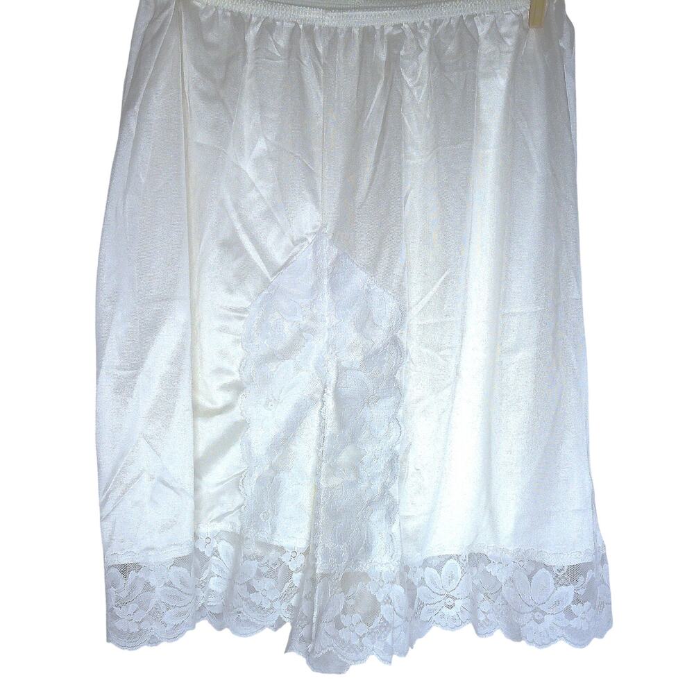 Vintage Lorraine Pettipants Style 0314 White Nylon Culotte Slip Lace Trim Large